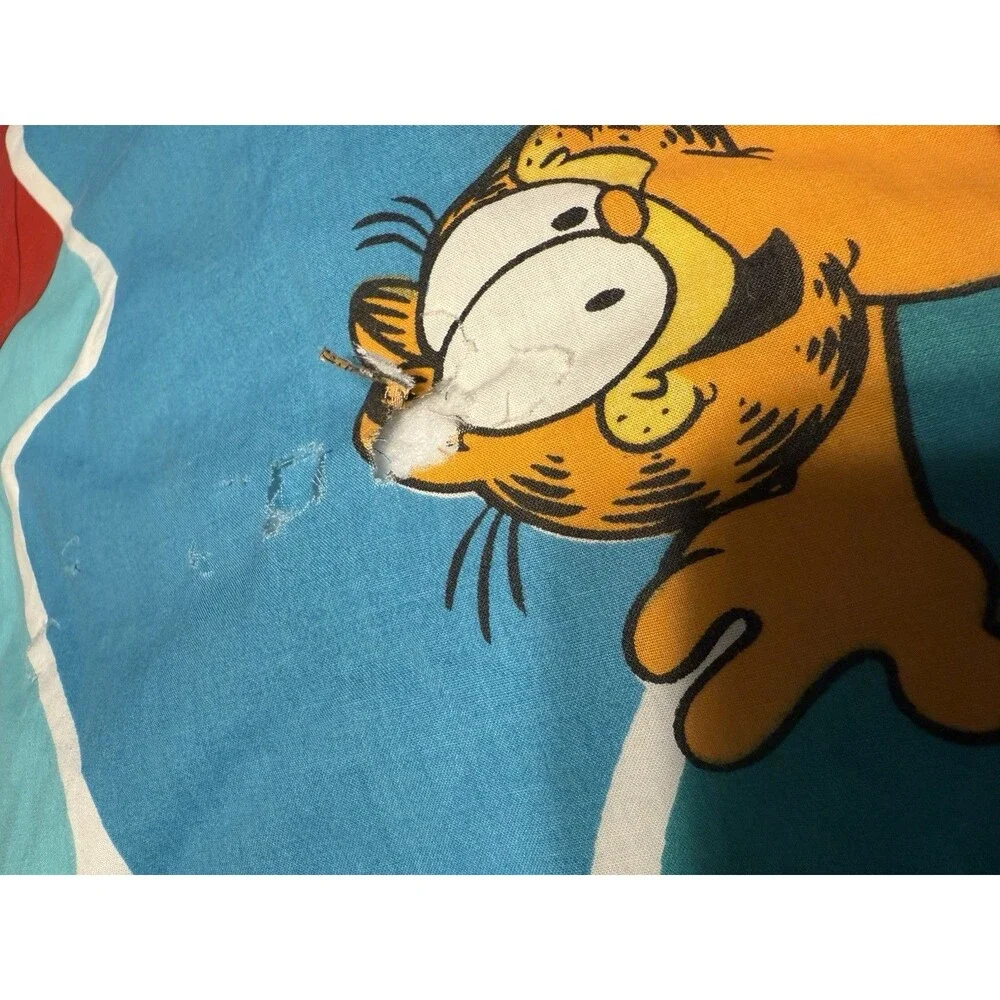 Vintage Garfield Cat Twin Quilted Homemade Comforter 62x88” 1978 **READ**